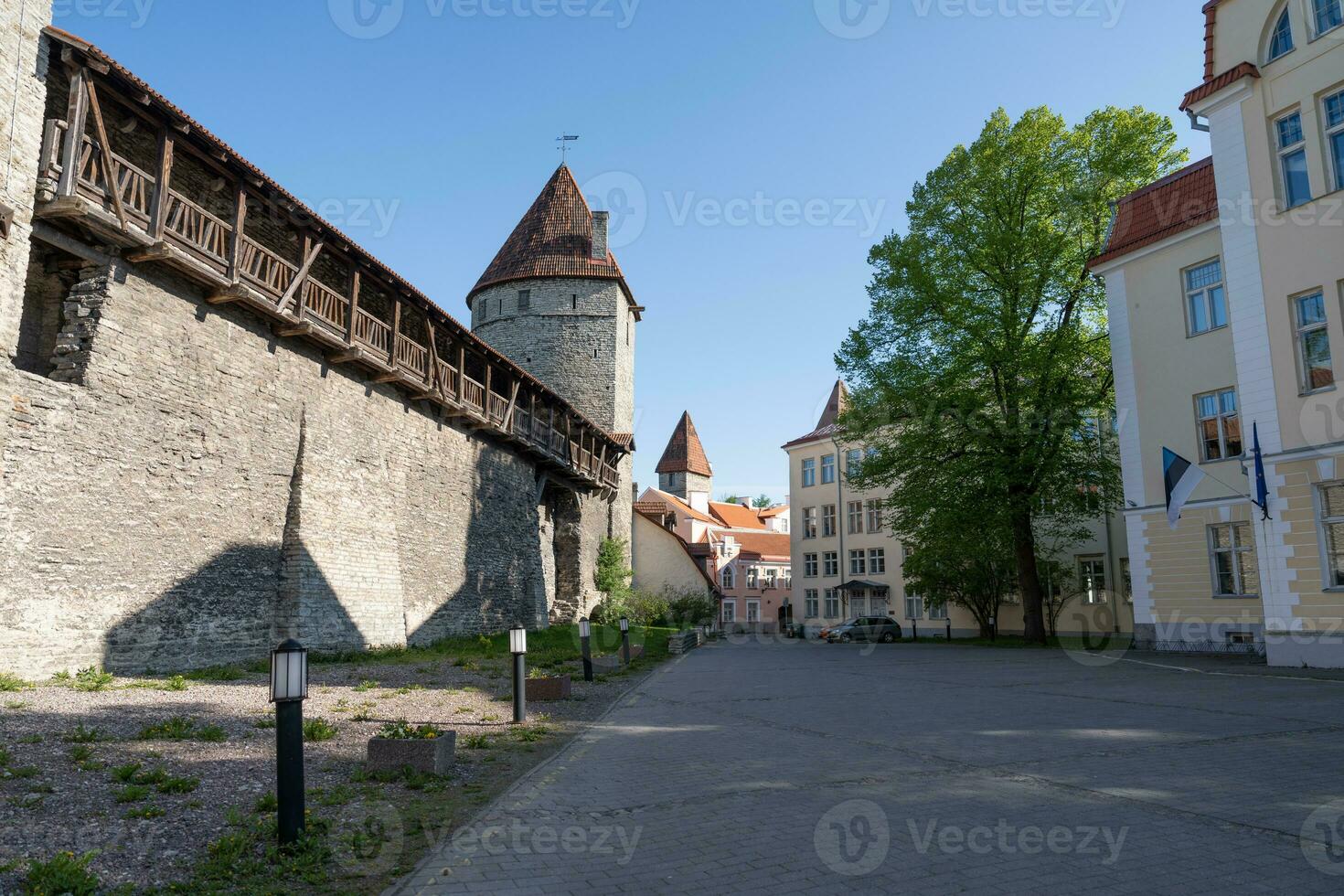 City wall and defense towers in Tallinn photo