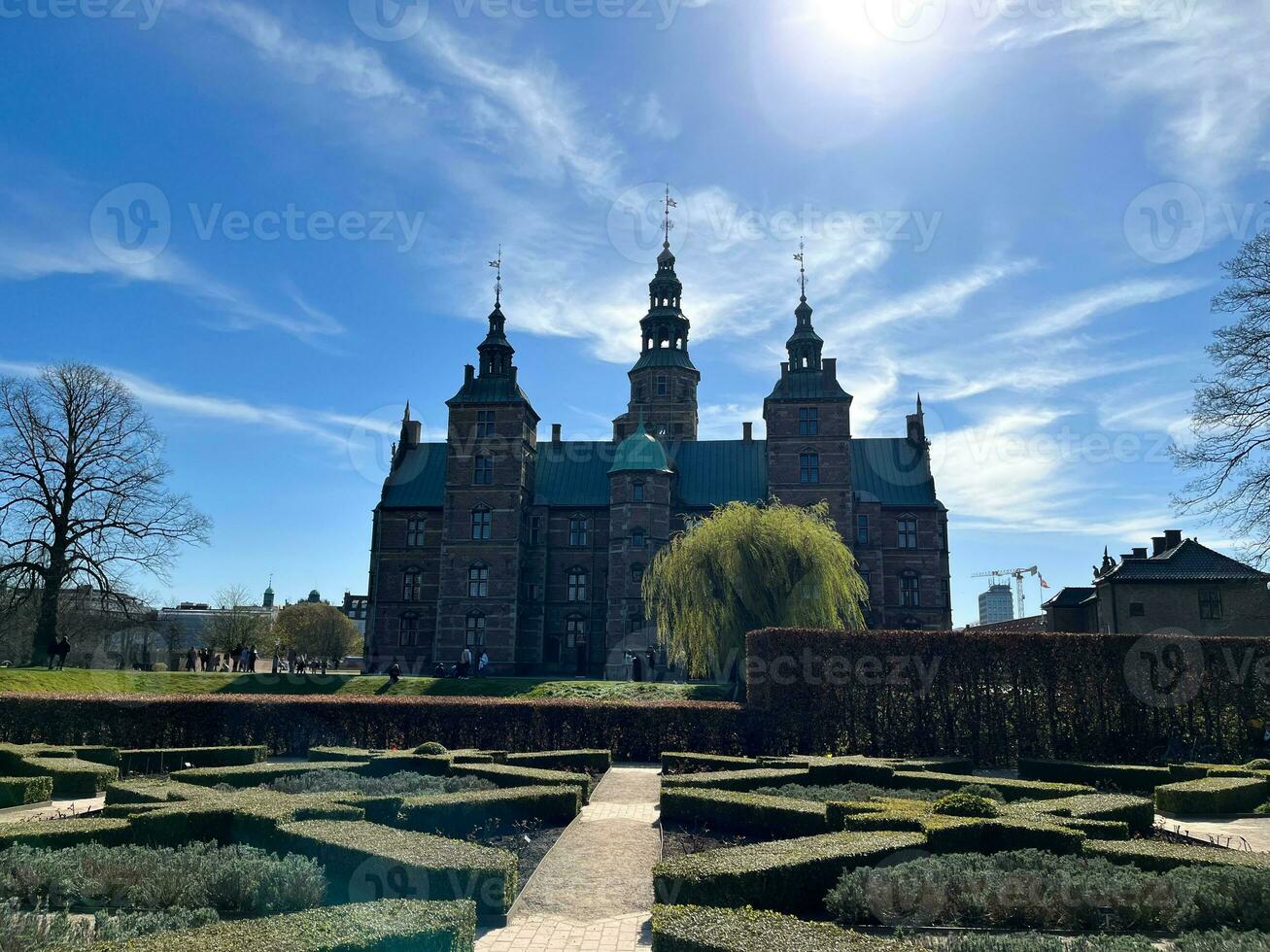 Beautiful view of Roseborg Castle from the garden in Copenhagen photo