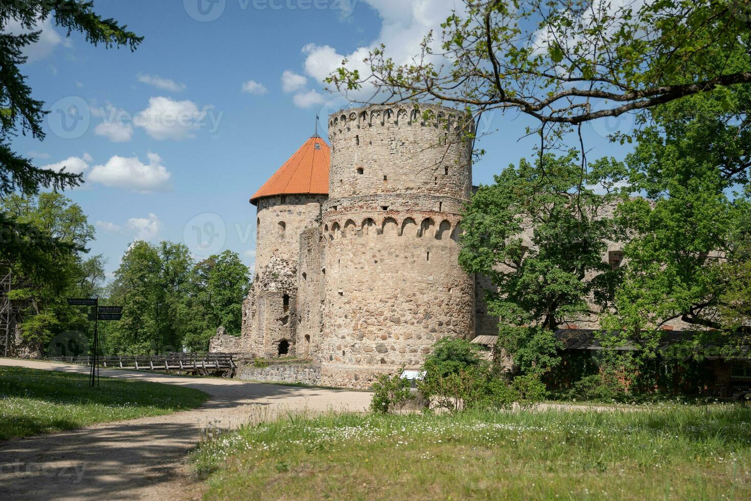 View of the medieval Cesis Castle in Latvia photo