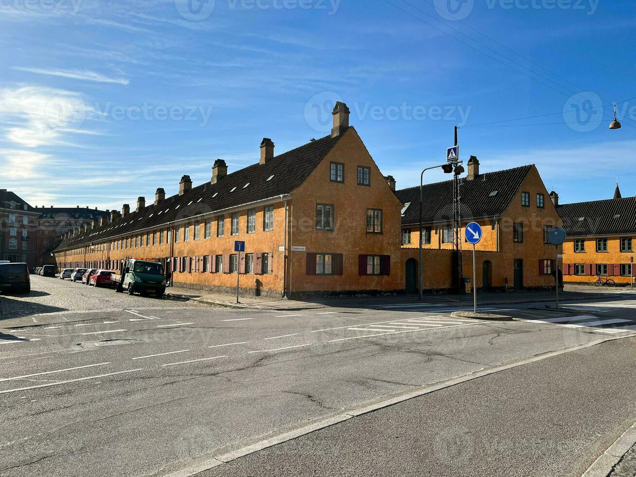 Yellow row houses in Copenhagen photo