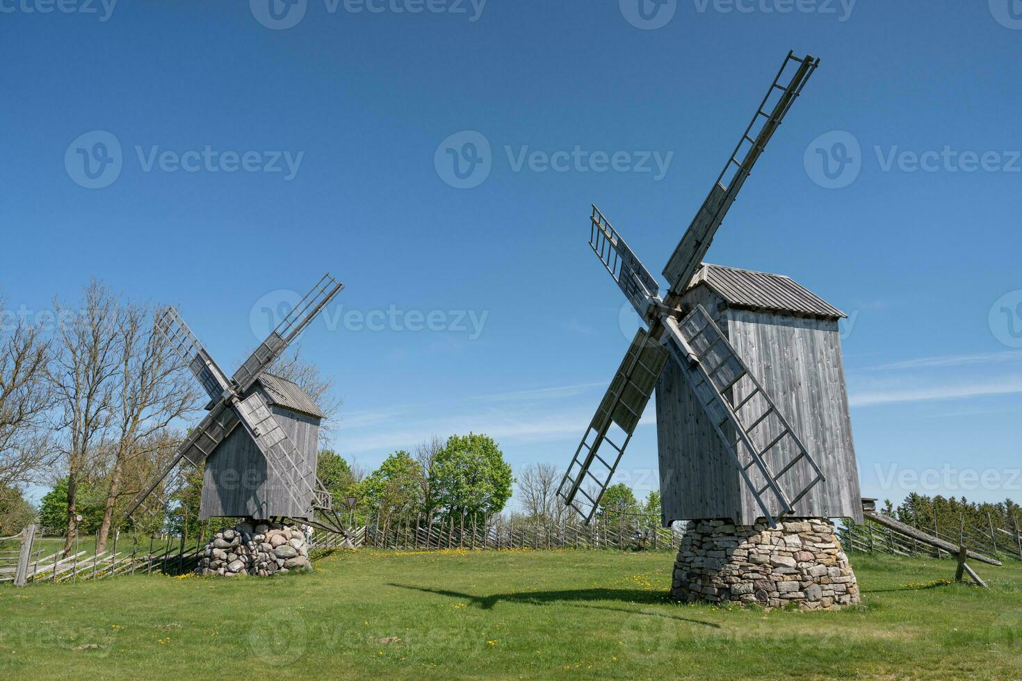 Old windmills on the island of Saaremaa in Estonia photo