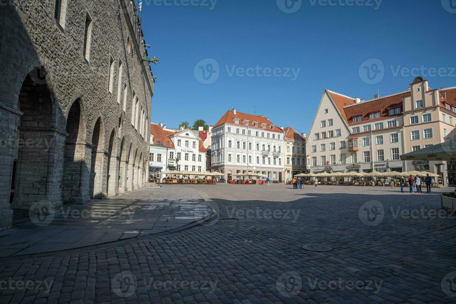 Beautiful buildings at town hall square in Tallinn photo