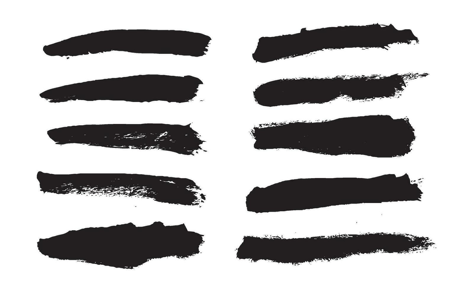 Black paint brush strokes isolated on white background. Paintbrush set template. Grunge texture effect. Graphic design elements grungy painted style concept for banner, flyer, cover, brochure, etc vector