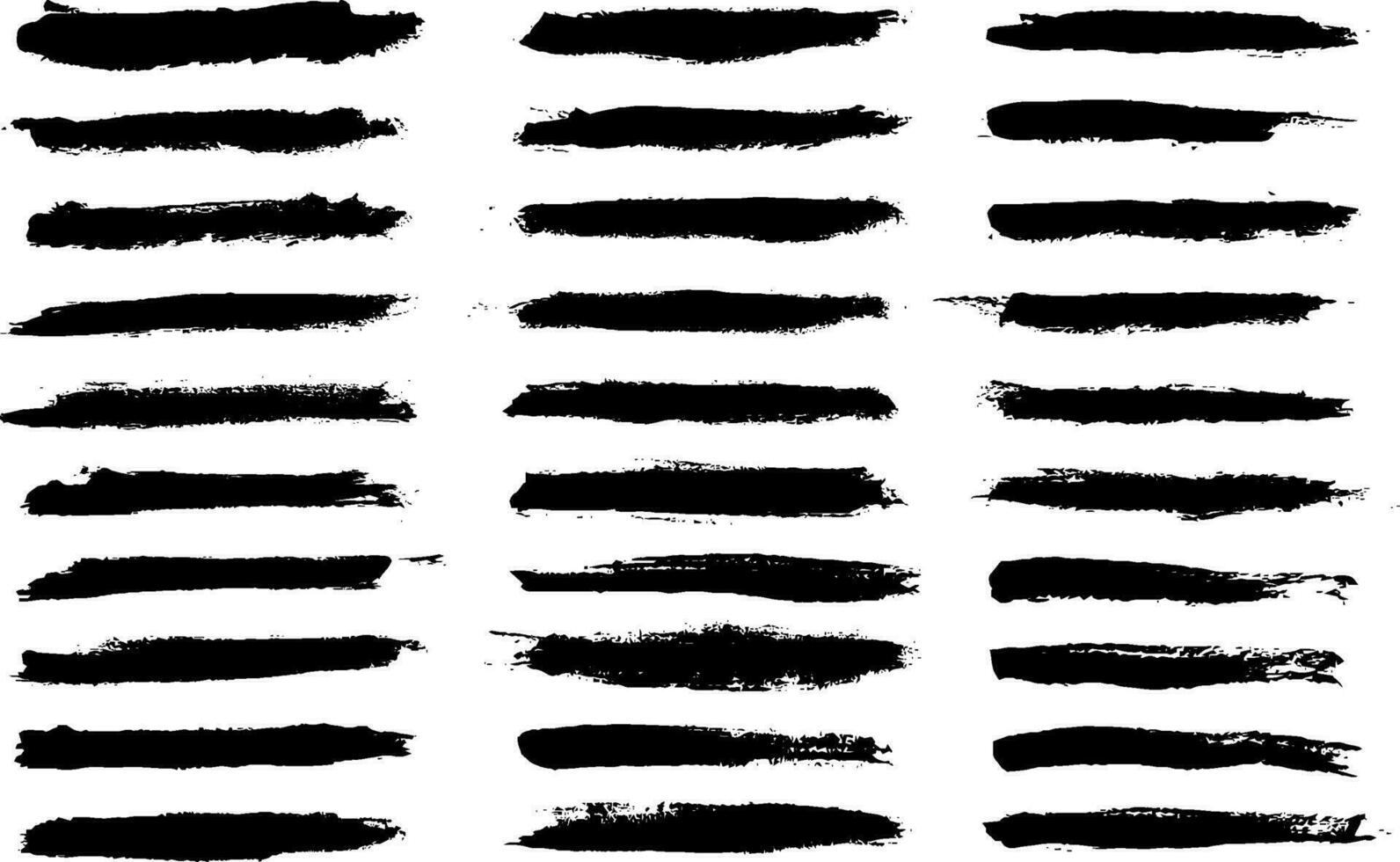 Black paint brush strokes isolated on white background. Paintbrush set template. Grunge texture effect. Graphic design elements grungy painted style concept for banner, flyer, cover, brochure, etc vector