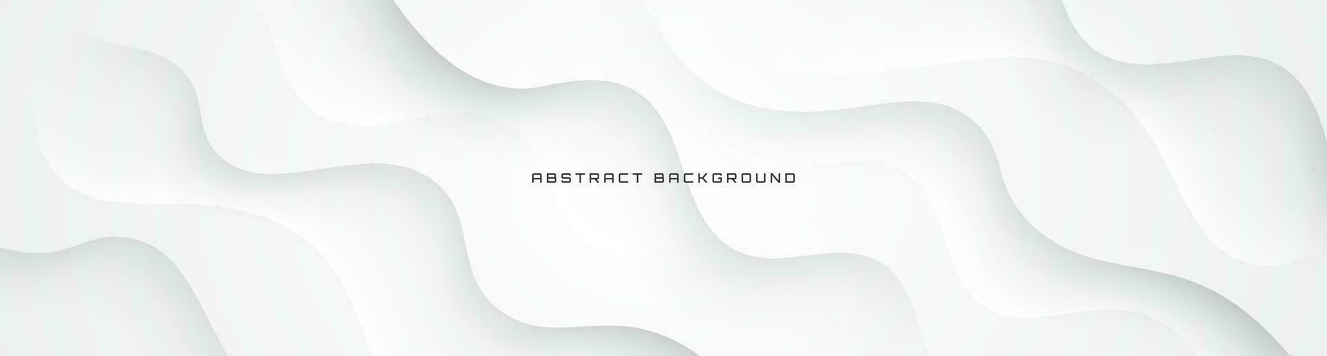 3D white geometric abstract background overlap layer on bright space with waves decoration. Minimalist modern graphic design element cutout style concept for banner, flyer, card, or brochure cover vector