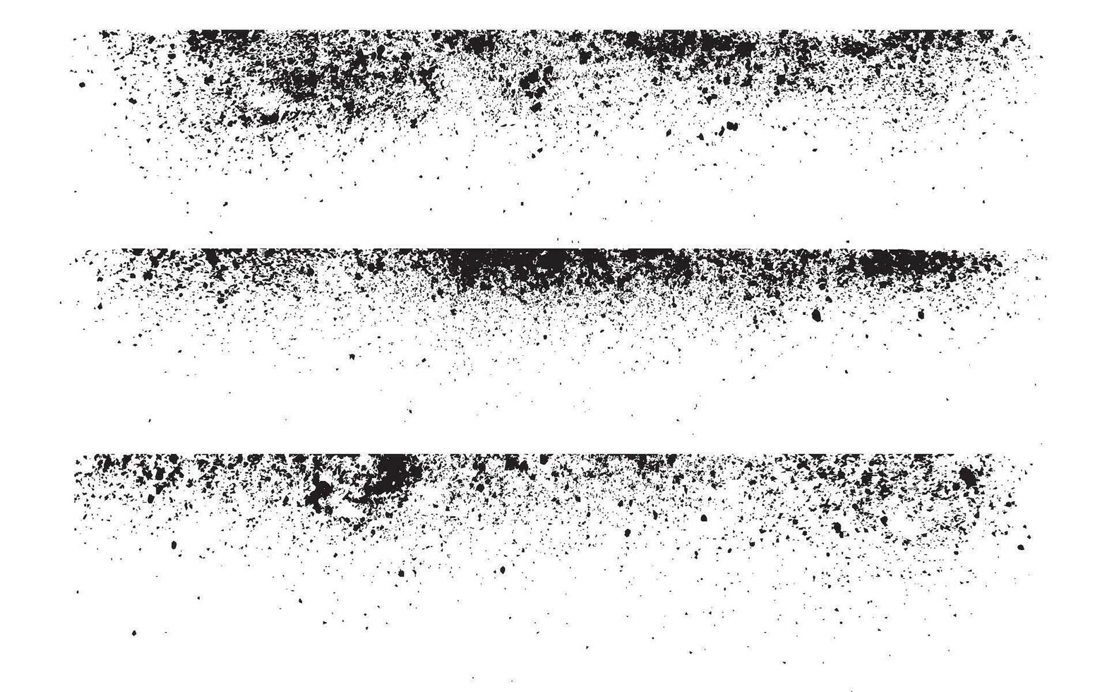 Horizontal grunge texture set. Distressed overlay rough textured. Abstract vintage monochrome. Black edges isolated on white background. Graphic design halftone style concept for banner, flyer, etc vector