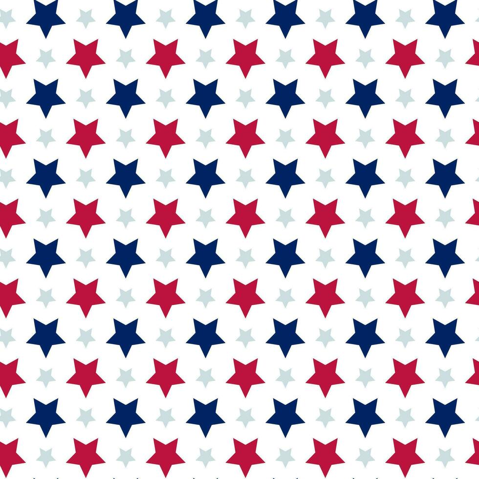 Seamless pattern of hand drawn 4th of July stars. Design for Independence Day, 4th of July, freedom celebration. Patriotic and memorial decoration. vector