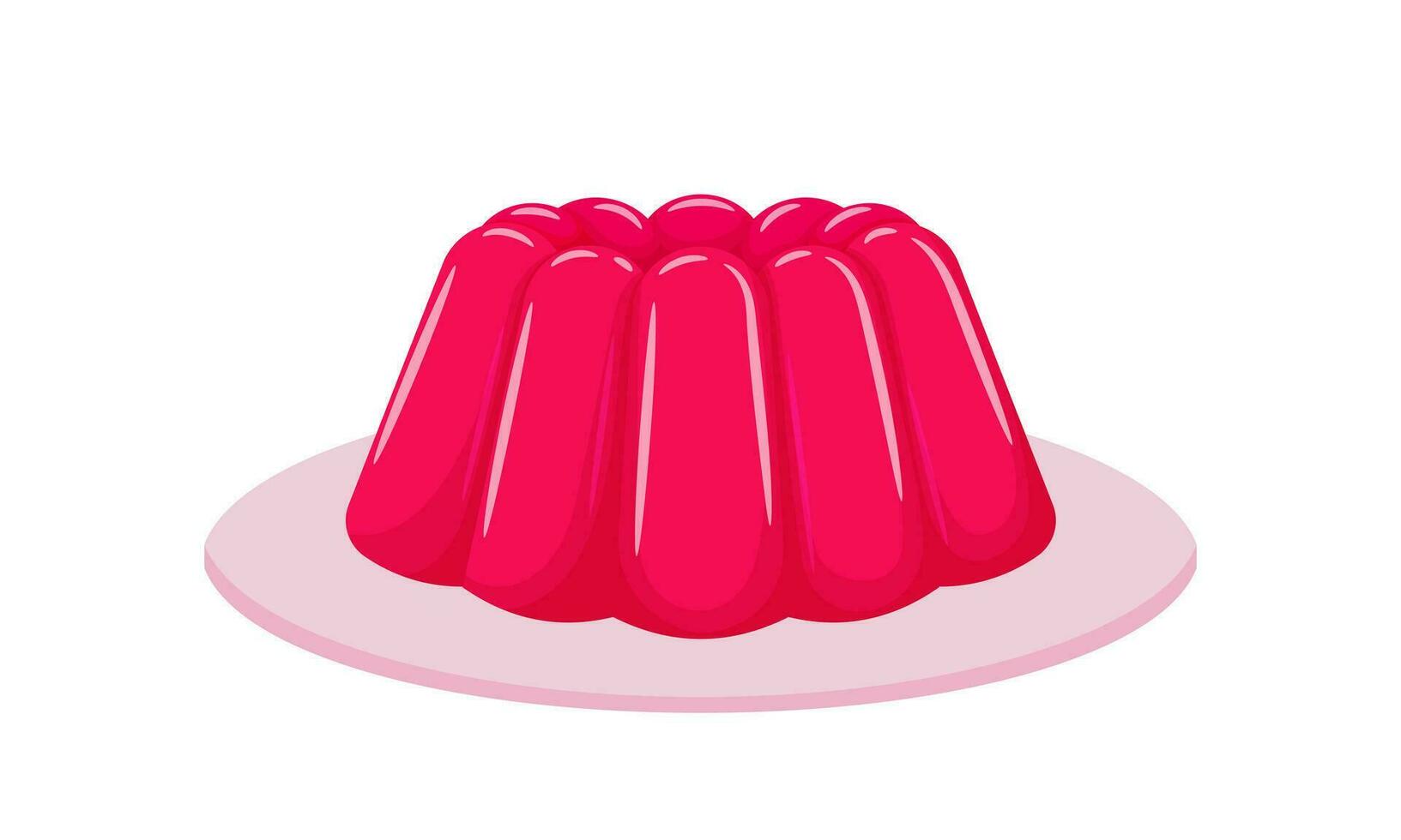 rosado jalea en un plato. ligero dulce postre. bajo en calorías delicioso, delicioso. ilustración en dibujos animados plano estilo. aislado en un blanco antecedentes. vector