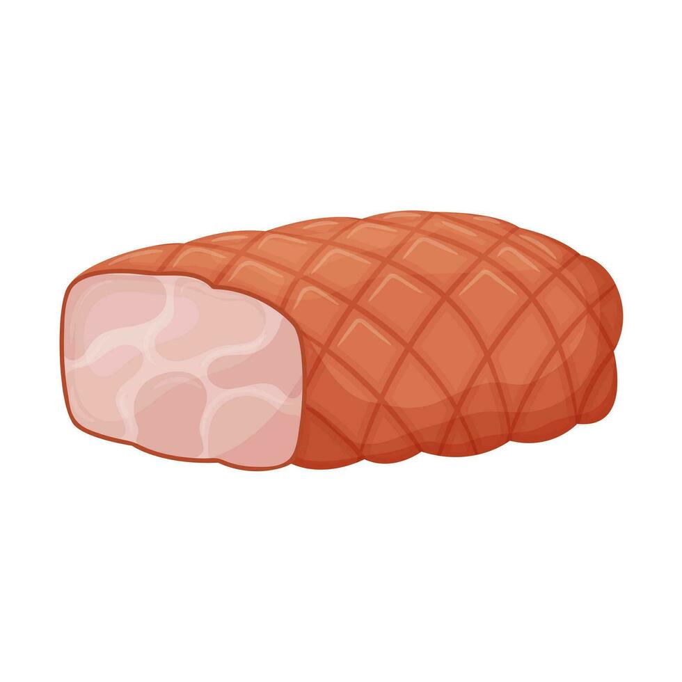 Buzhenina, boiled pork. Homemade meat dish. Boiled meat. Food, ready-made meat dish. Flat style. Color vector illustration isolated on a white background