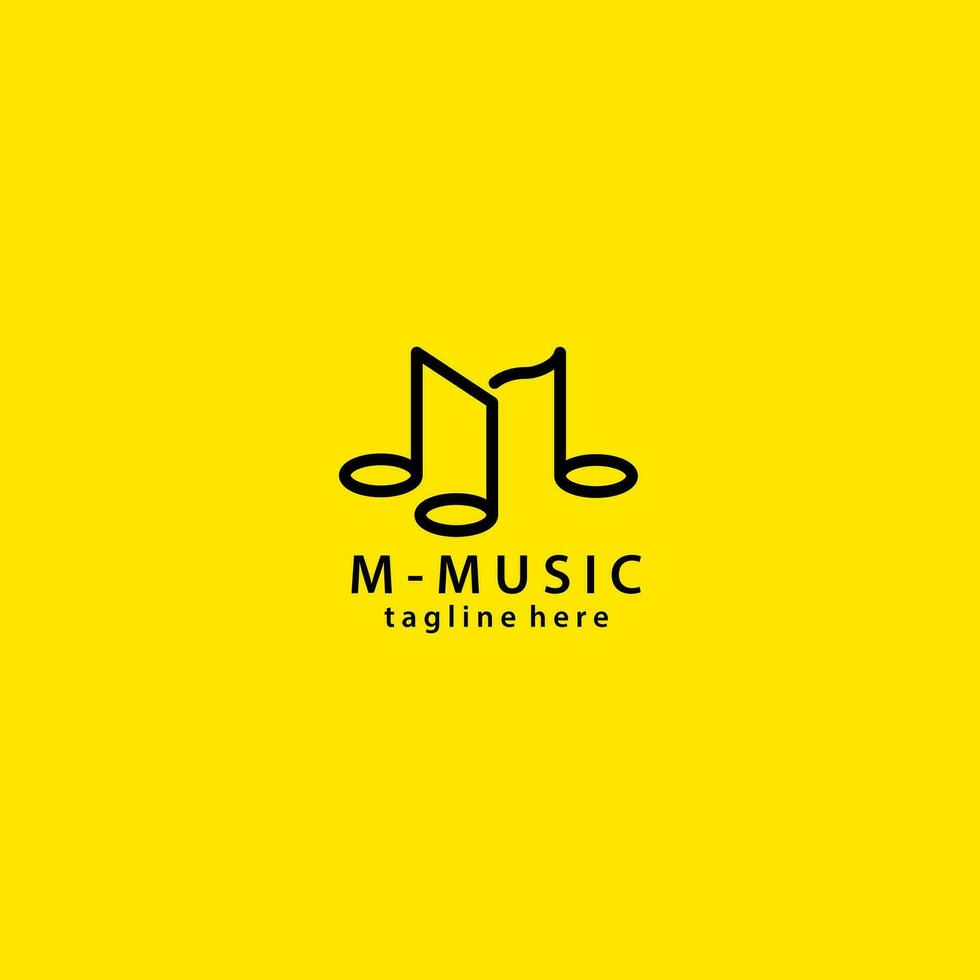 letter m music logo design illustration vector