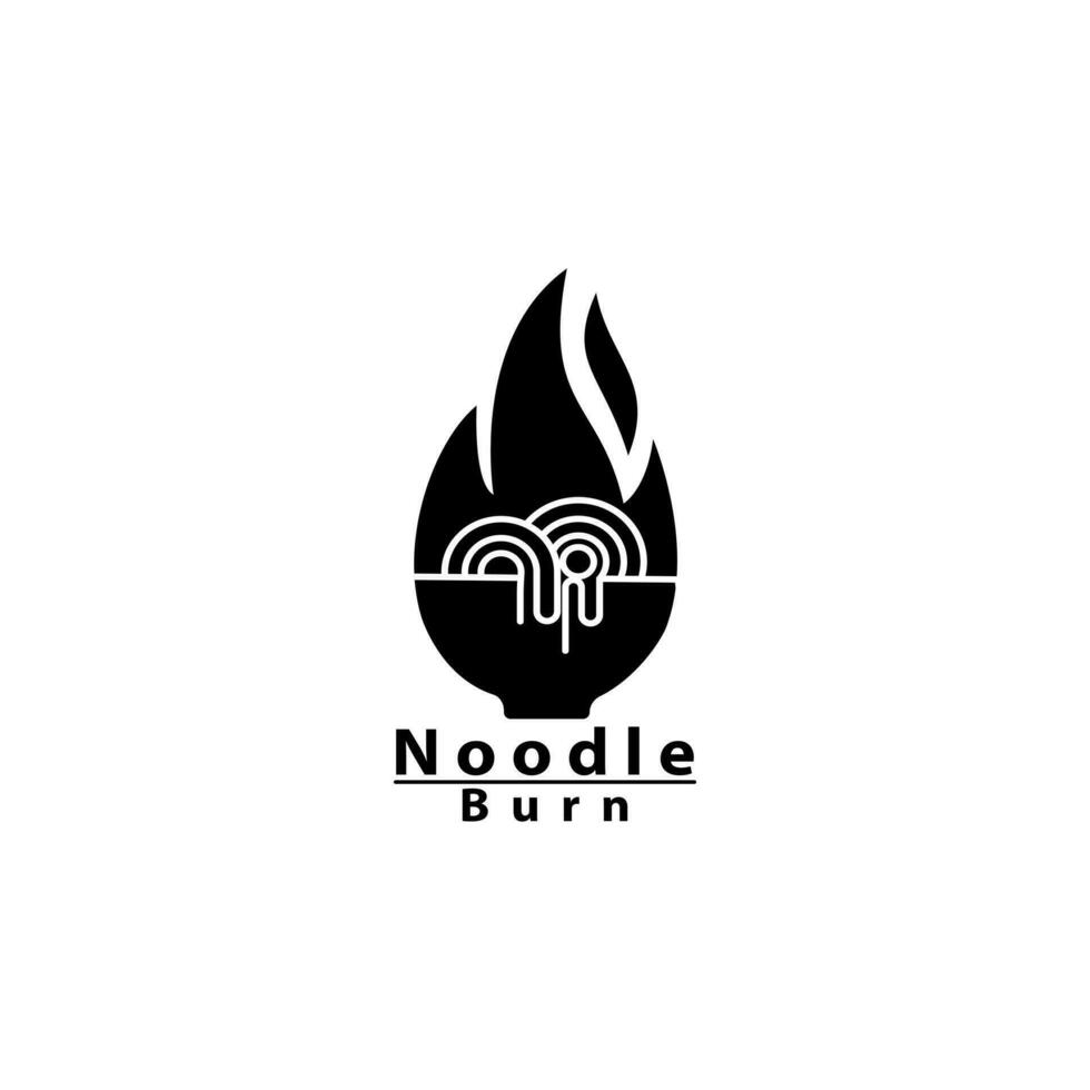 Hot Noodle Logo Design Template Spicy Noodle Illustration vector