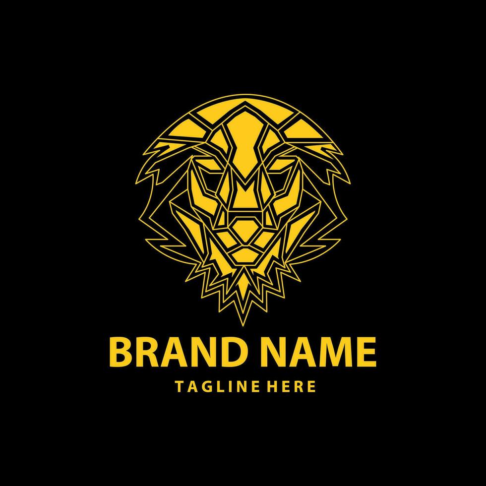 abstract logo design luxury geometric lion head technology vector