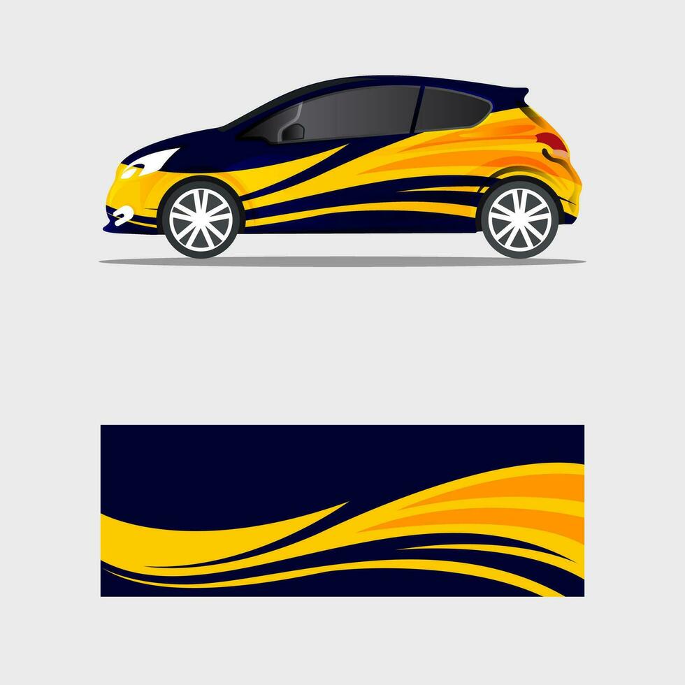 wrapping car decal dark wavy and orange design vector