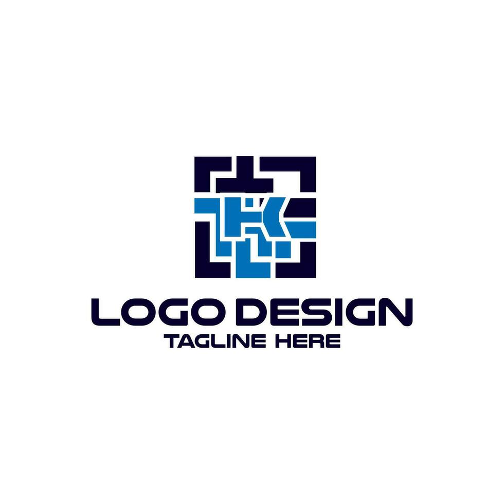 letra k con código de barras tecnología logo diseño vector