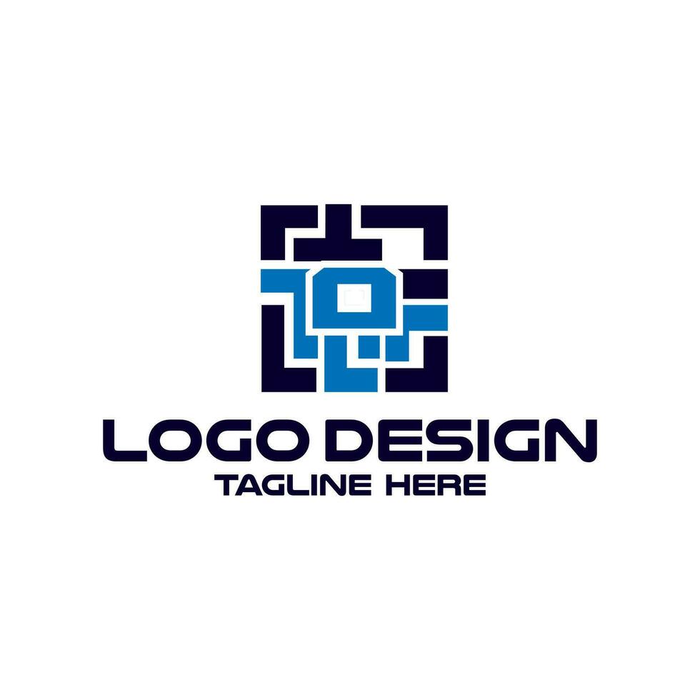 letra o con laberinto tecnología logo diseño vector