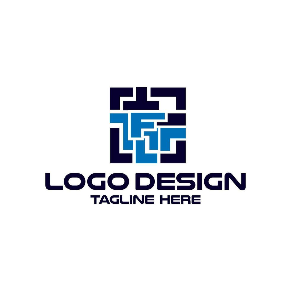 letra F con código de barras tecnología logo diseño vector