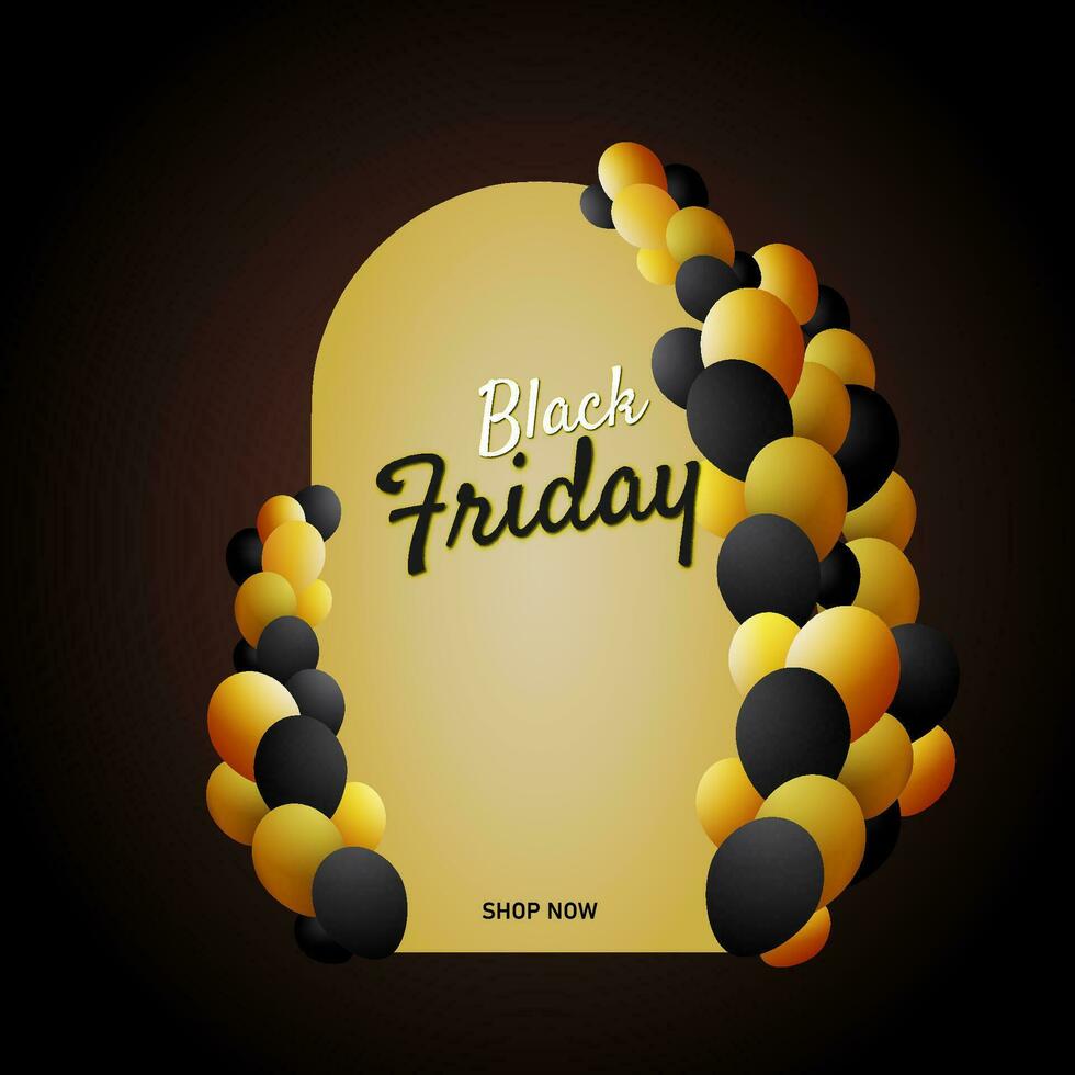 Modern black friday sale banner with realistic balloons vector