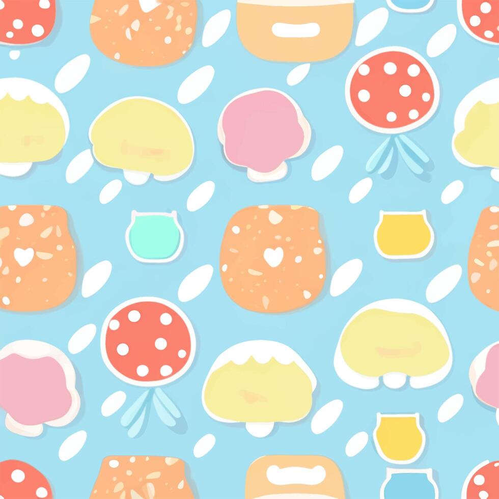 Cute seamless gentle summer and spring pattern with different flowers, leaves, berries and twigs. photo