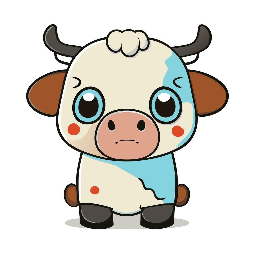 Cute Cartoon a Cow on white background vector