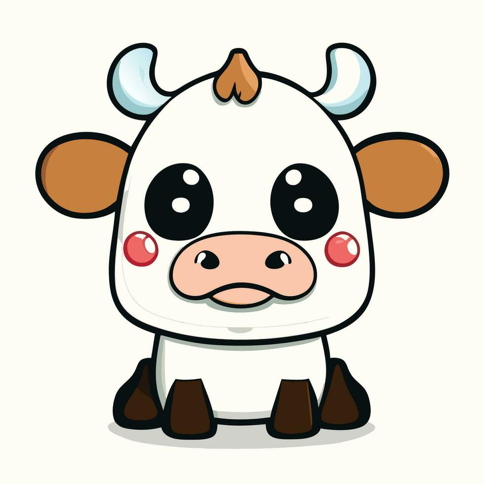 Cute Cartoon a Cow on white background vector
