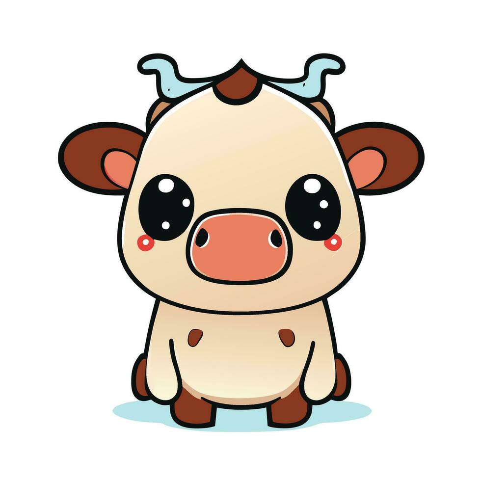 Cute Cartoon a Cow on white background vector