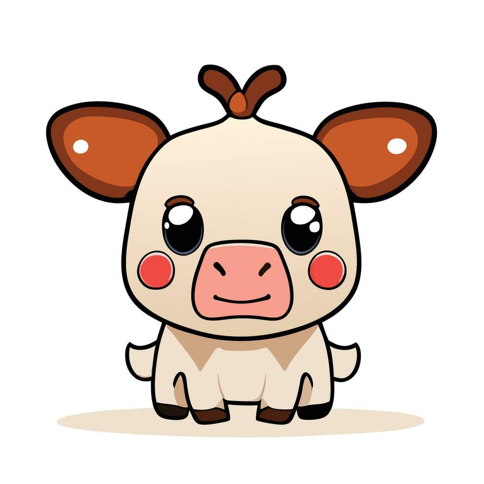 Cute Cartoon a Cow on white background vector