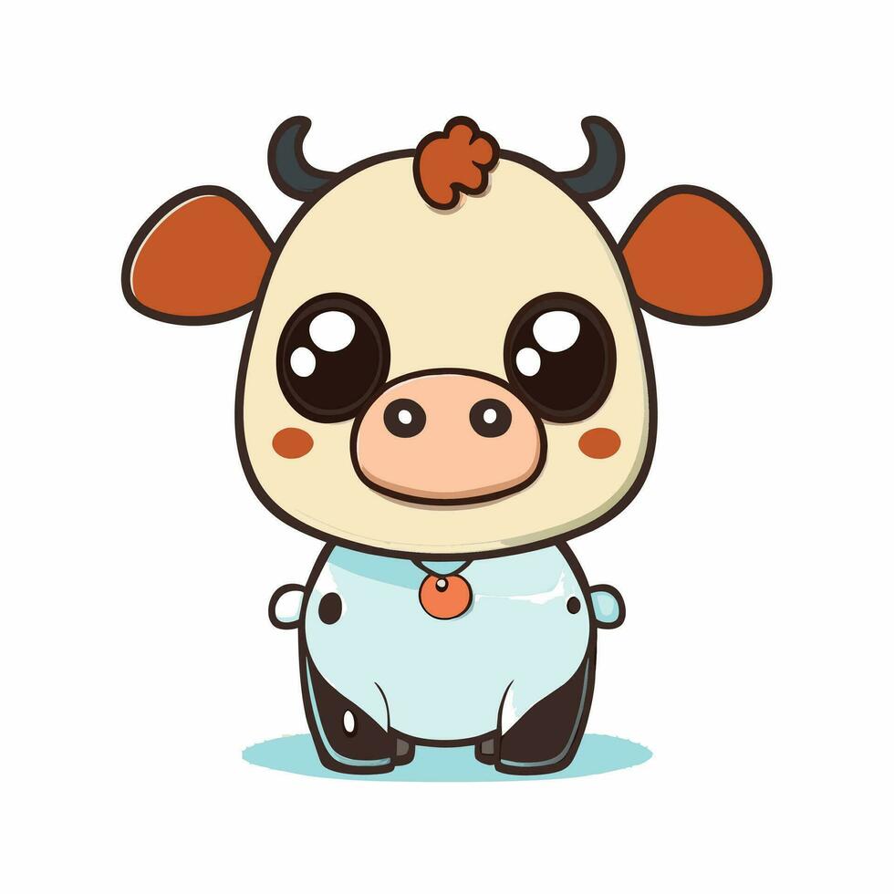 Cute Cartoon a Cow on white background vector
