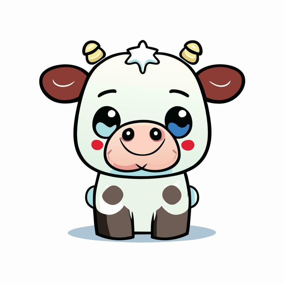 Cute Cartoon a Cow on white background vector