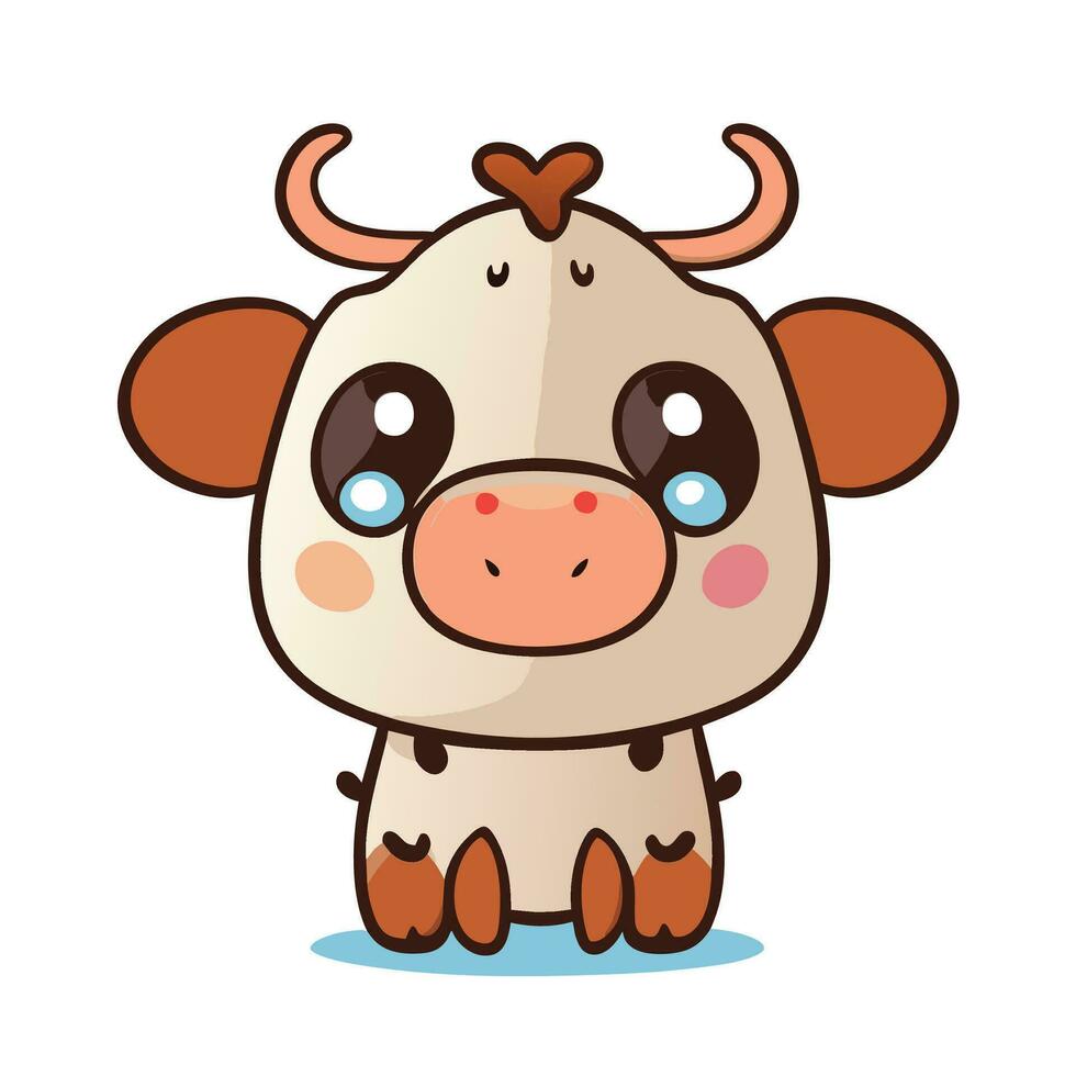 Cute Cartoon a Cow on white background vector