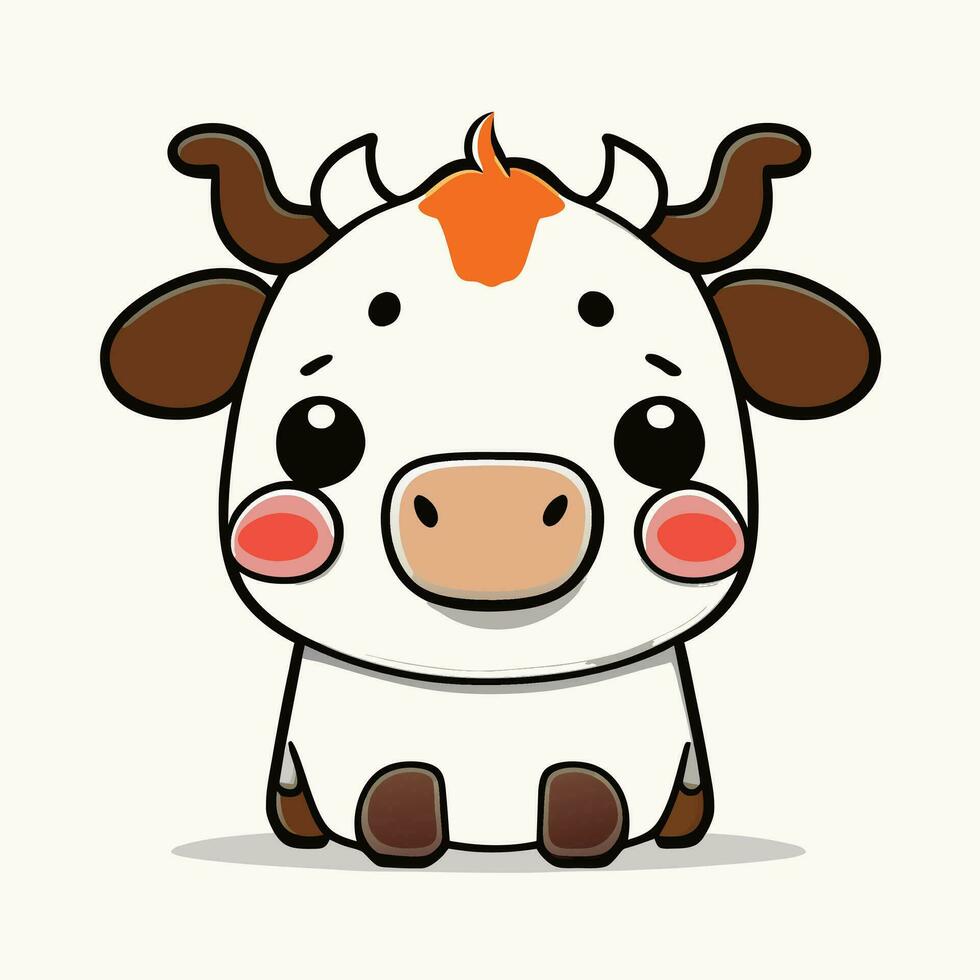 Cute Cartoon a Cow on white background vector