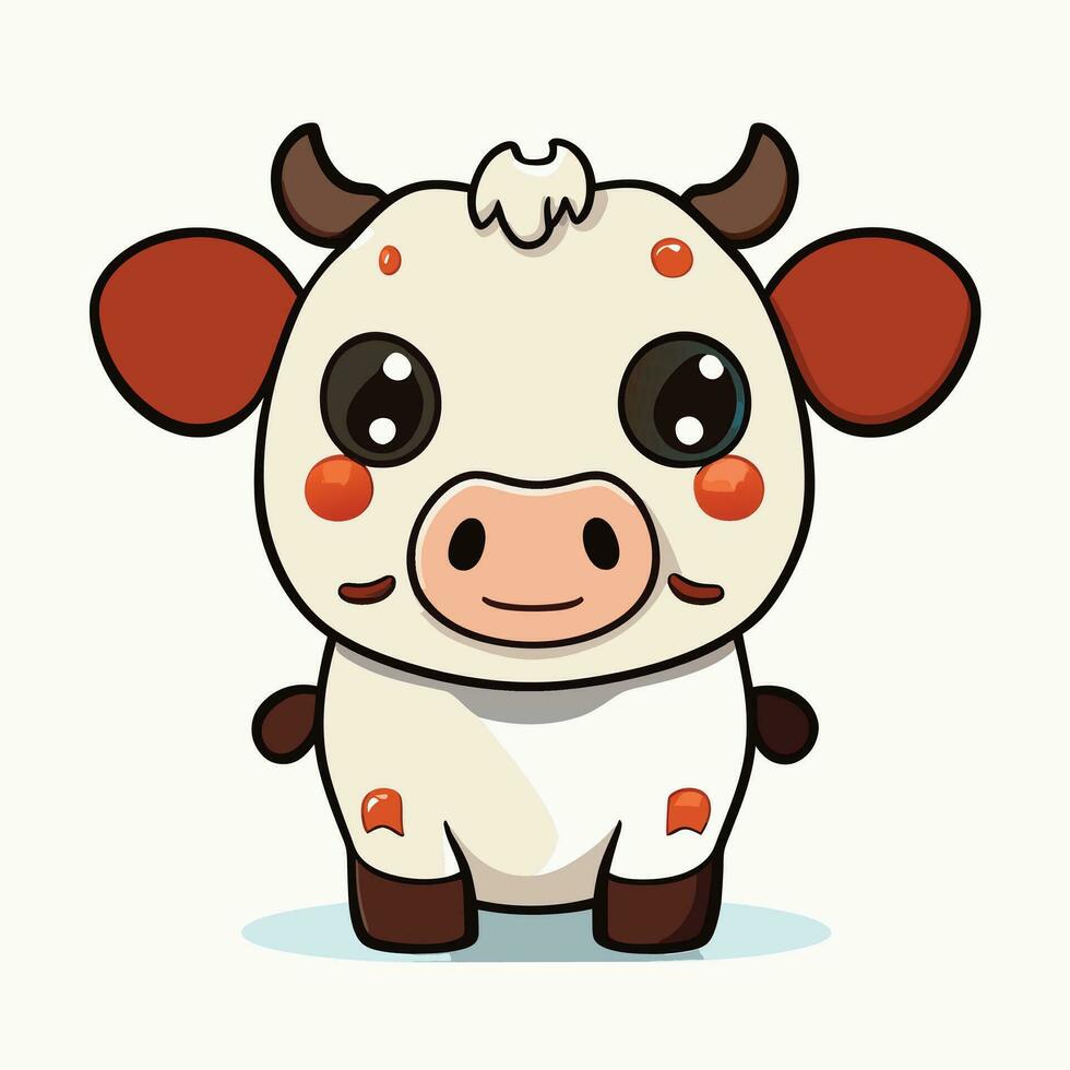 Cute Cartoon a Cow on white background vector