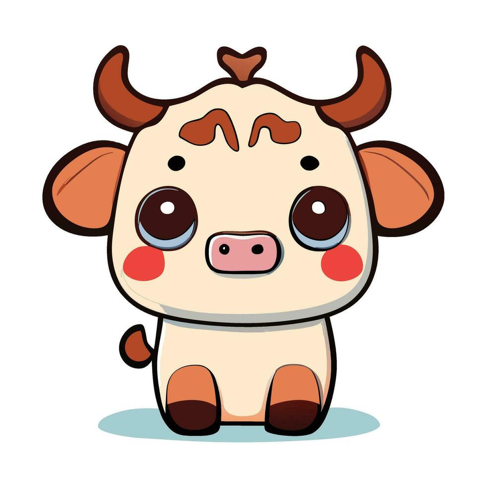 Cute Cartoon a Cow on white background vector