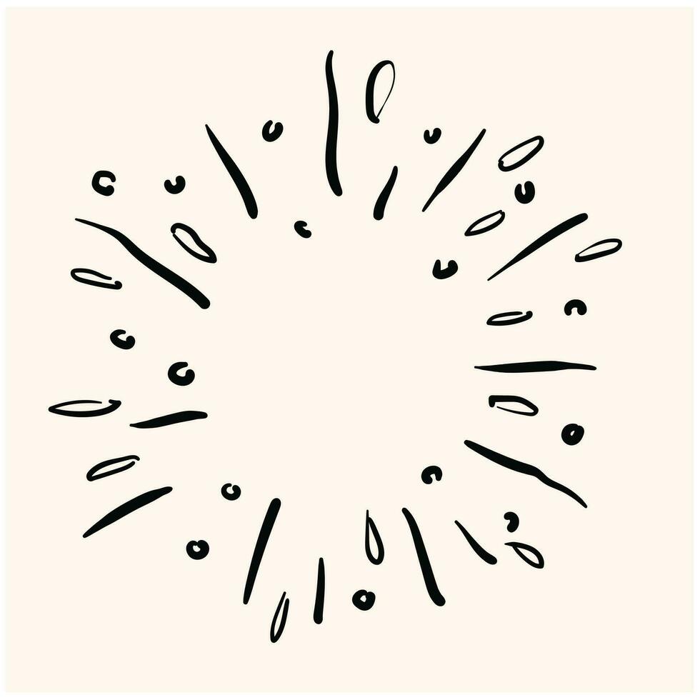 Sunburst doodle. Hand drawn star burst explosion. Illustrated Design Element. vector