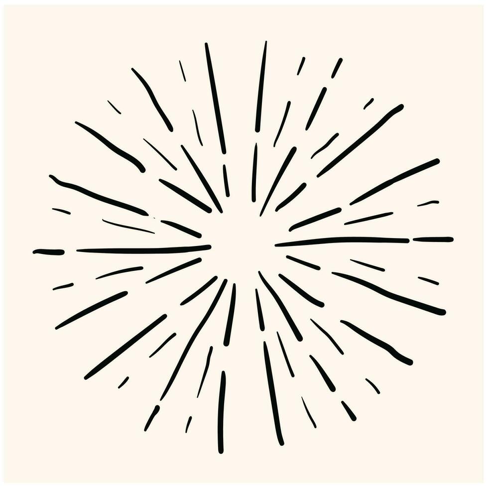 Sunburst doodle. Hand drawn star burst explosion. Illustrated Design Element. vector