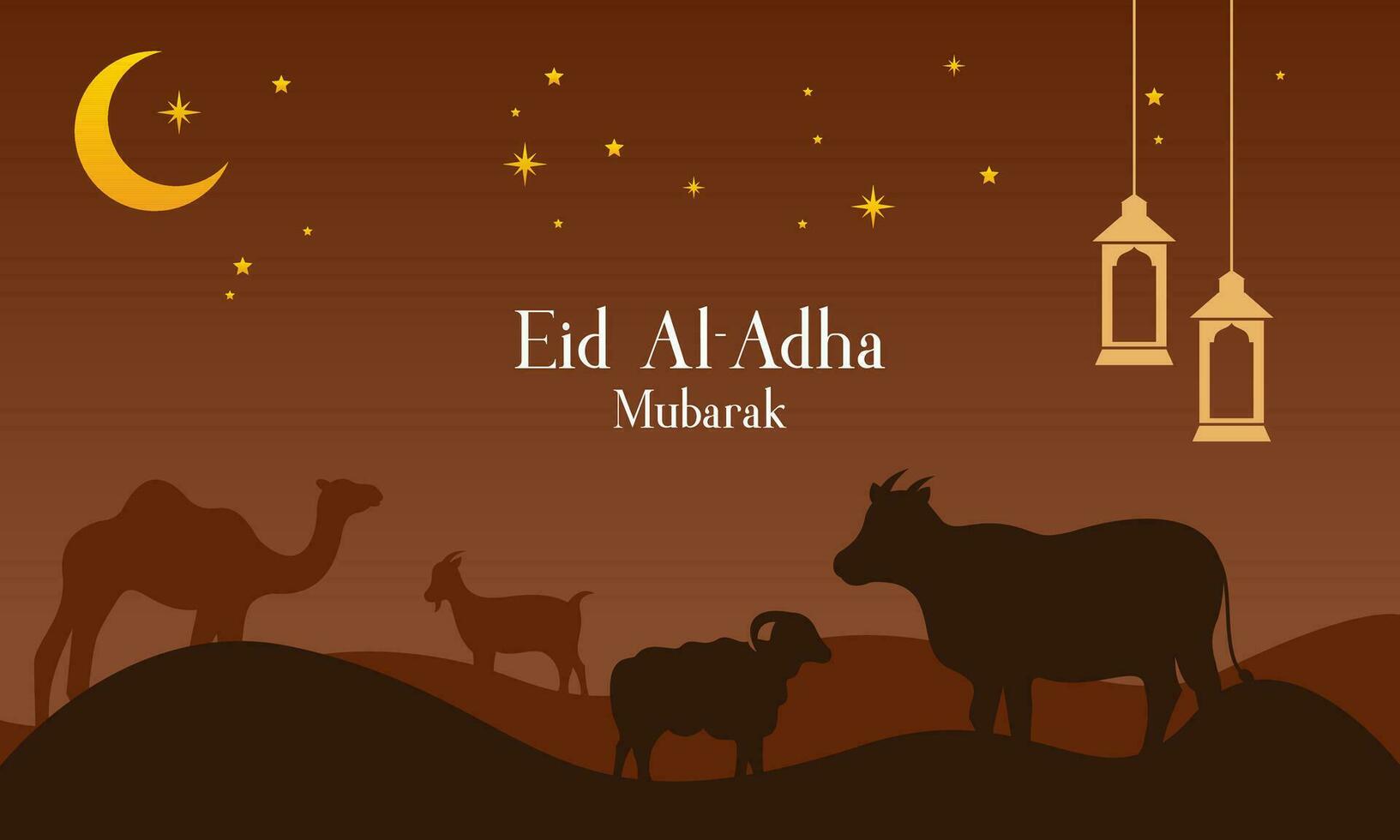 Celebrate Eid Al Adha Mubarak Islamic Background with Qurban Animals vector