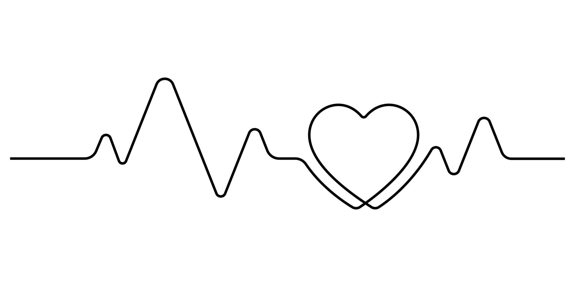 romantic minimalism heartbeat pulse in continuous line drawing symbol of love and rhythm