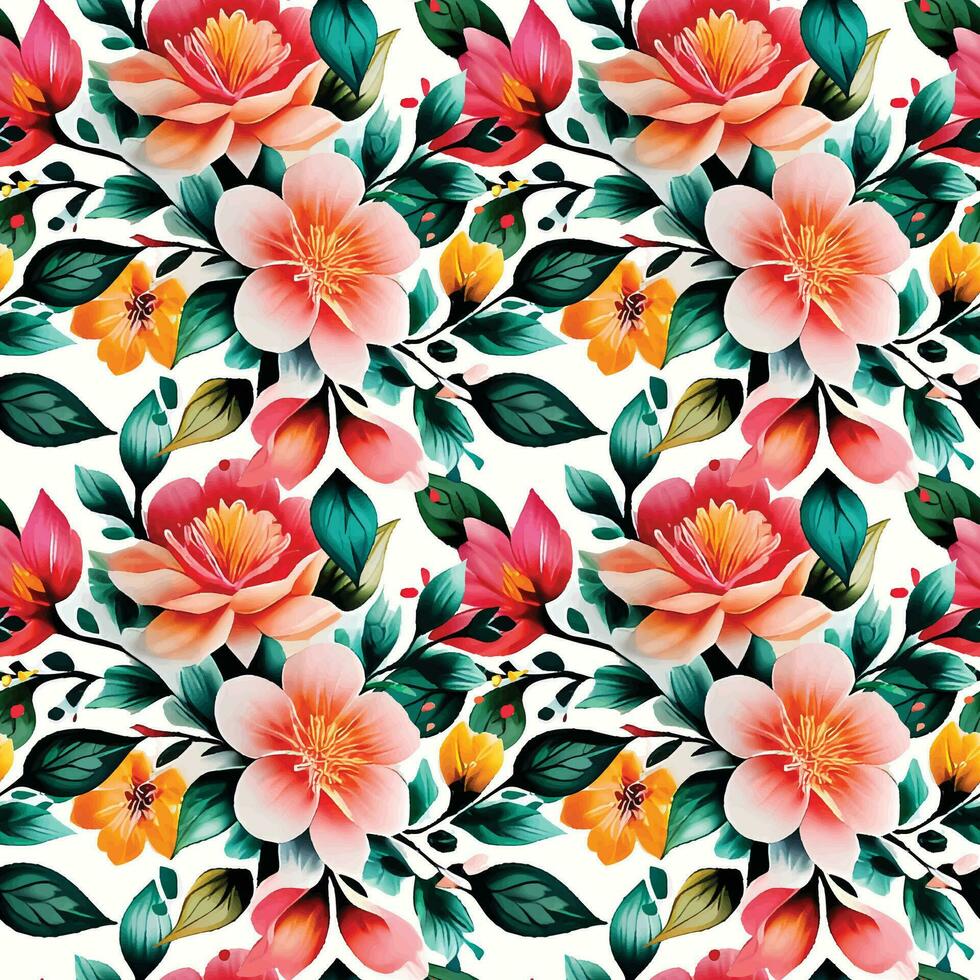 Floral shape watercolor seamless pattern. vector