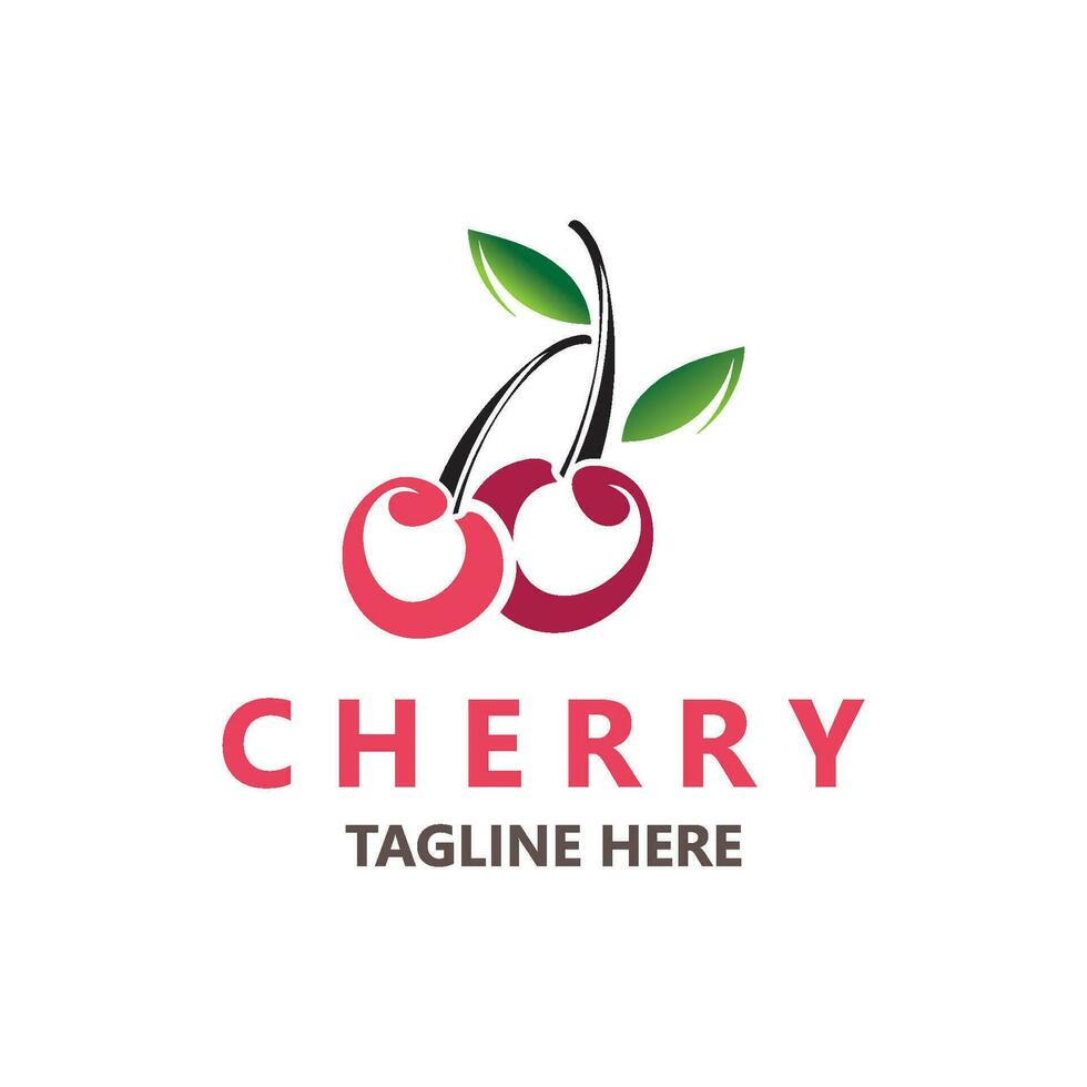 Red Cherry Fruit logo, vector illustration, Fruit business Design