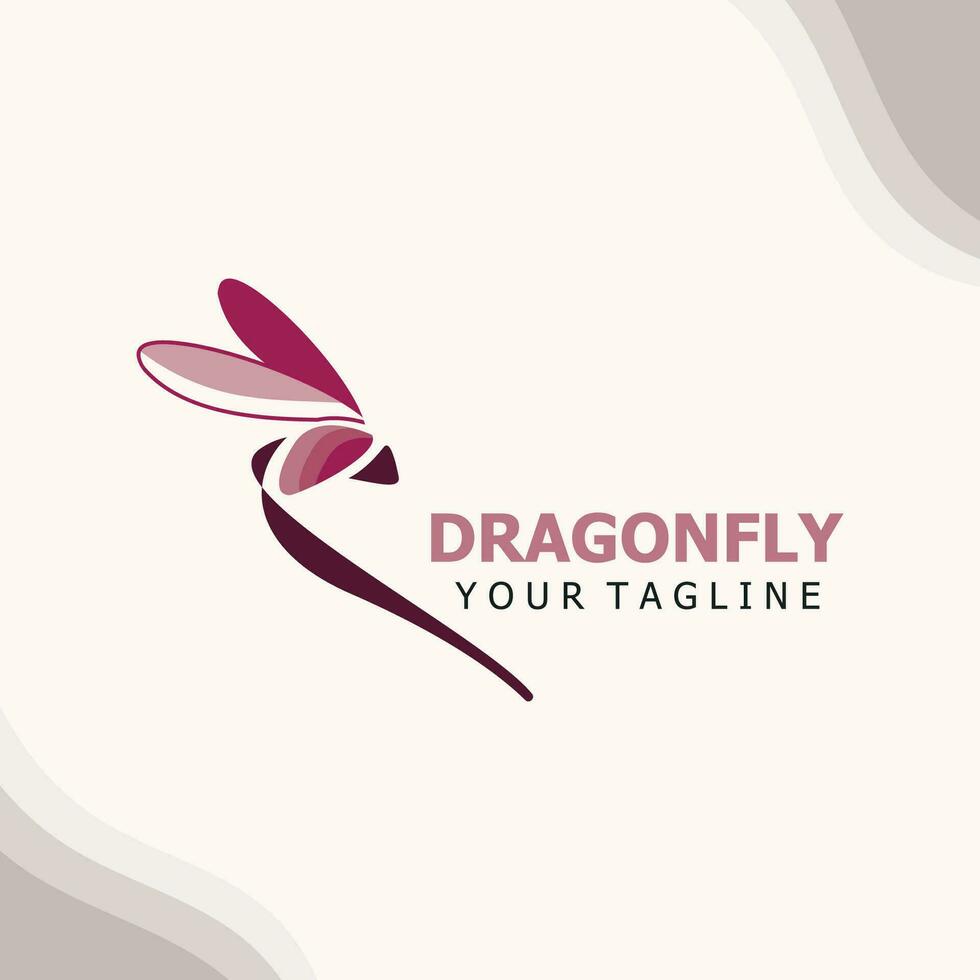 Dragonfly logo design modern and elegant minimalist color style monoline illustration vector