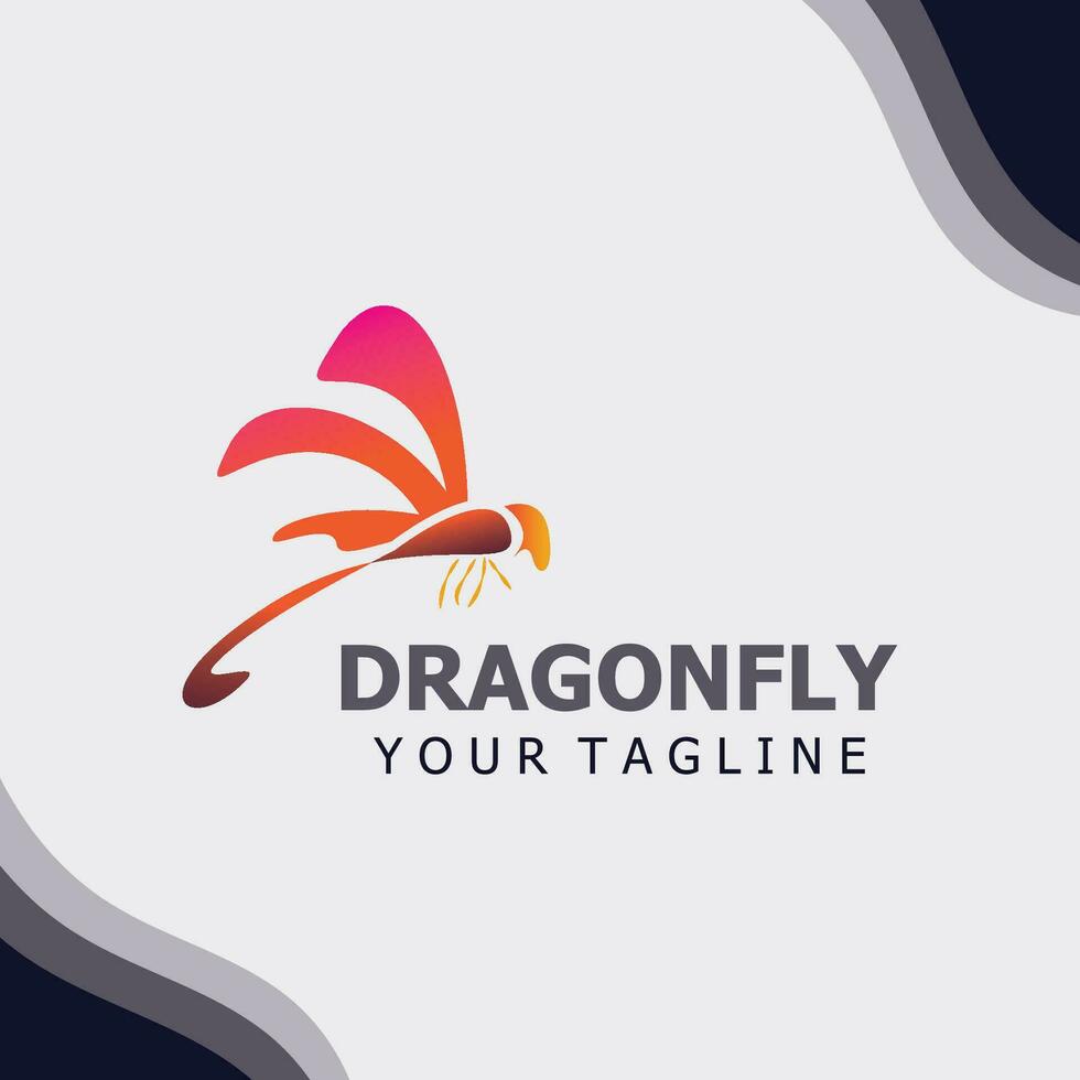 Dragonfly logo design modern and elegant minimalist color style monoline illustration vector