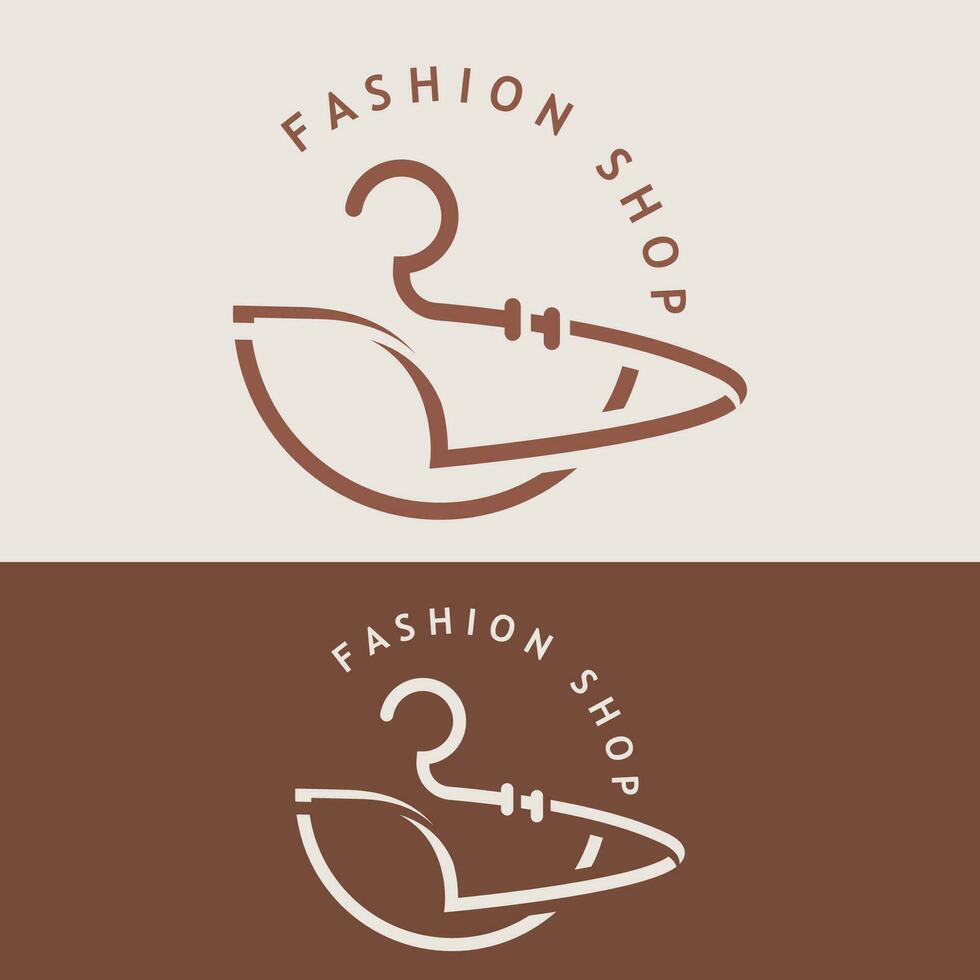 Clothing and Fashion logo design hanger concept, creative simple fashion shop business fashion vector