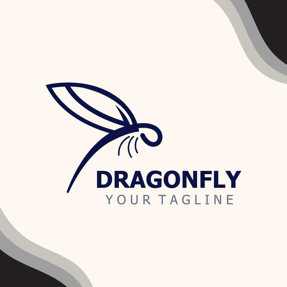 Dragonfly logo design modern and elegant minimalist color style monoline illustration vector