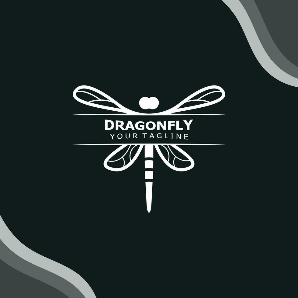 Dragonfly logo design modern and elegant minimalist color style monoline illustration vector