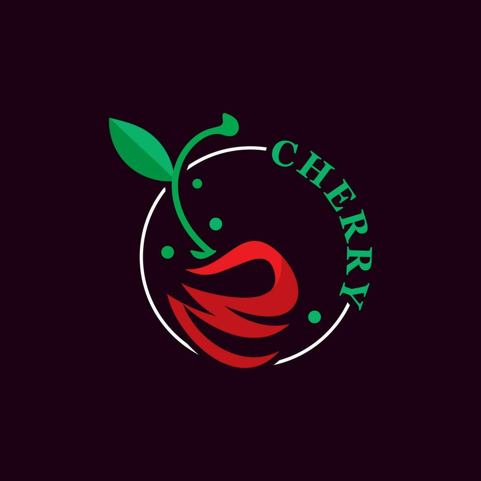 rojo Cereza Fruta logo, vector ilustración, Fruta negocio diseño