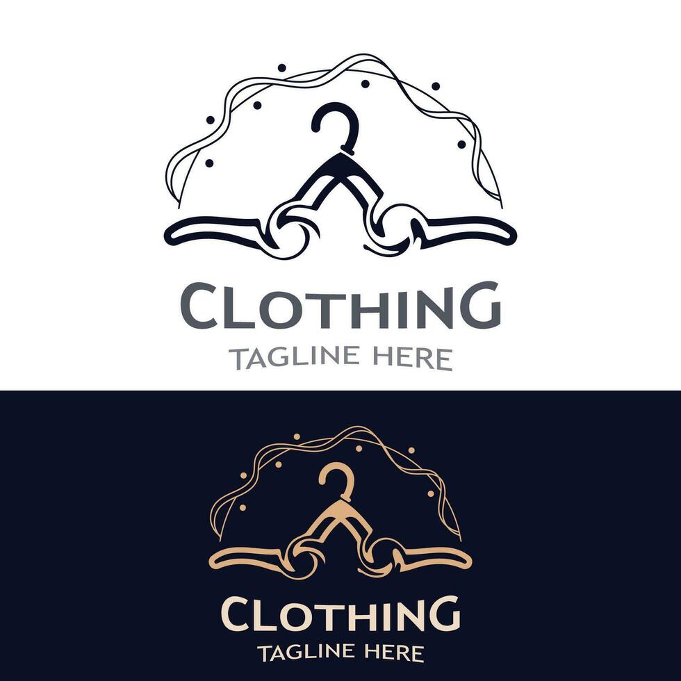 ropa y Moda logo diseño percha concepto, creativo sencillo Moda tienda negocio Moda vector