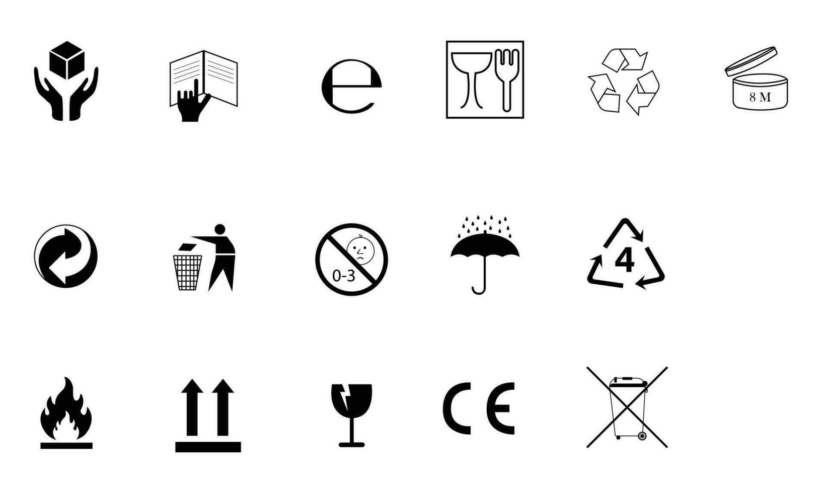 Set of packaging label icons vector