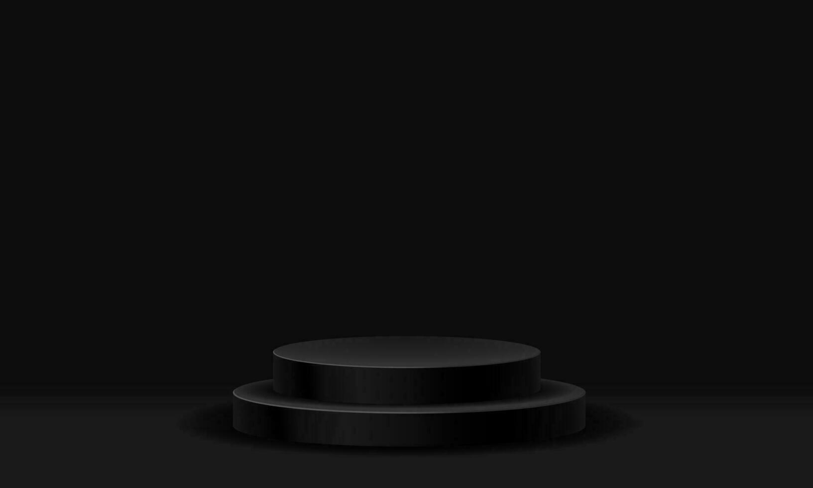 Realistic black step cylinder 3D room pedestal podium minimal scene product display presentation stage for showcase vector