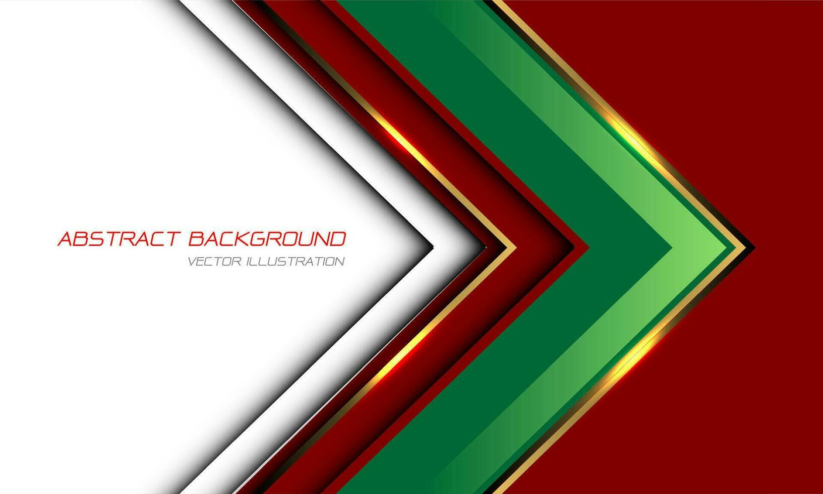 Abstract green glossy gold arrow direction geometric on red white blank