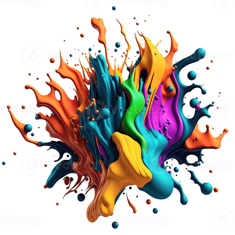 Colorful abstract paint splash isolated on white background. photo