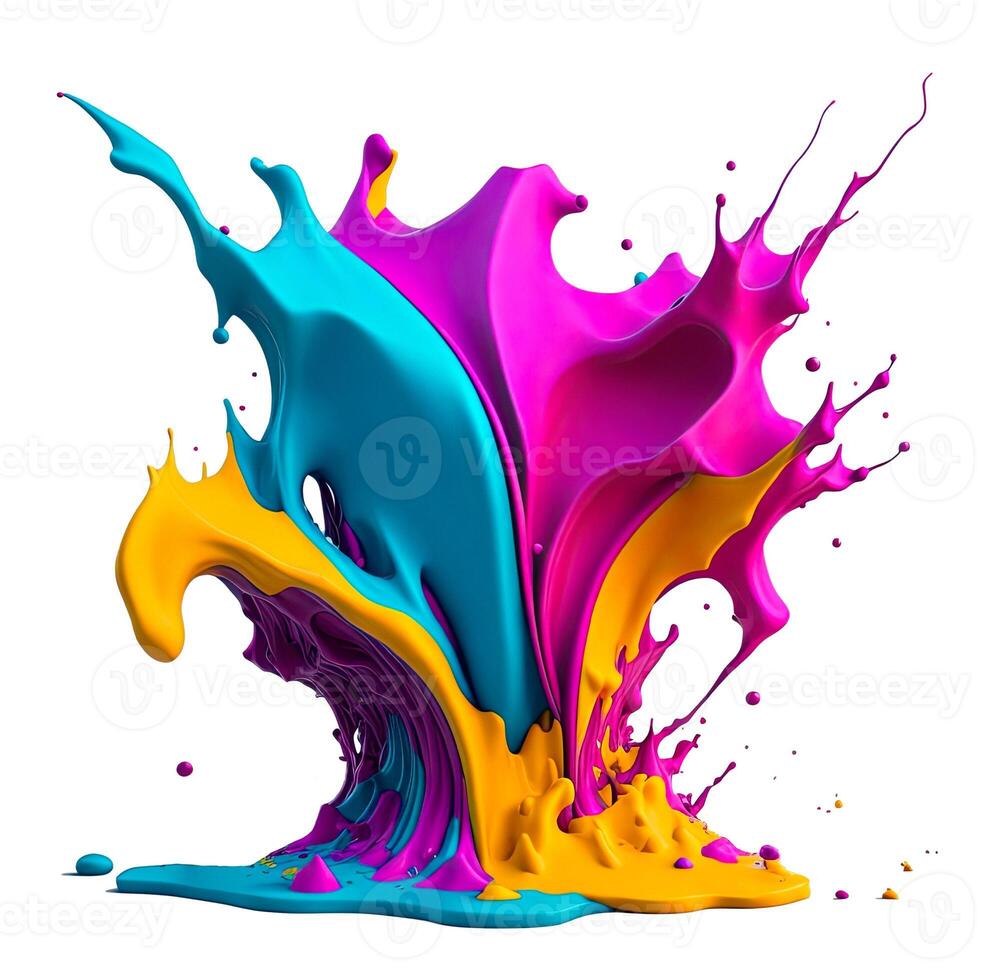 Colorful abstract paint splash isolated on white background. photo